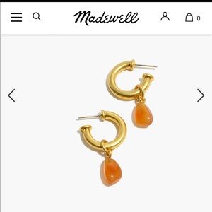 Madewell Carnelian Charm Chunky Small Hoop Earrings